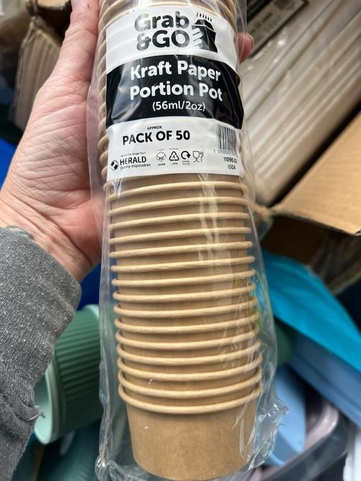  — 50 portion pots 1£ or 20 packs of 50 for 10£