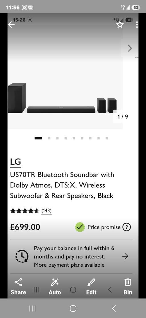  — LG US70TV cinema soundbar,brand new unused.