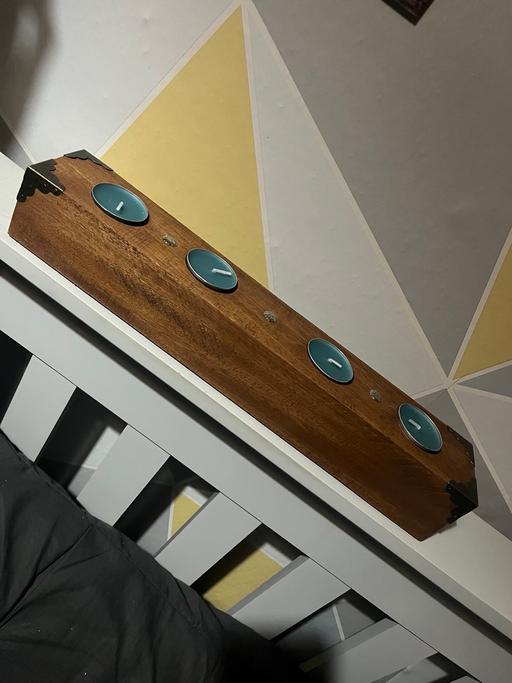  — Oak candle holders & candles 