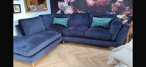  — M&S right side corner navy blue velvet sofa