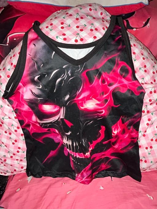  — Ladies Skull & Fire Vest Top - Size L