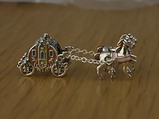  — Double White Horse  Pumpkin Carriage charm