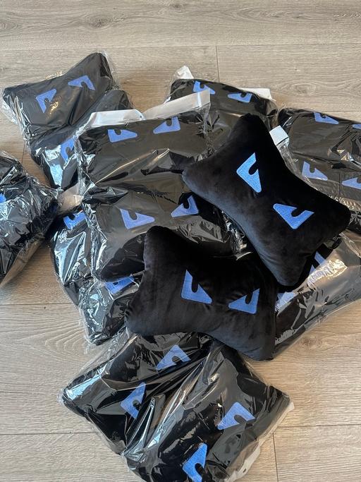  — Suede Headrest Designer Car Neck Pillows Blue