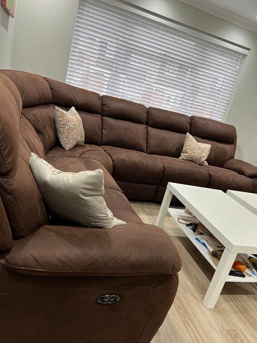  — Brown reclining sofa set, detachable.