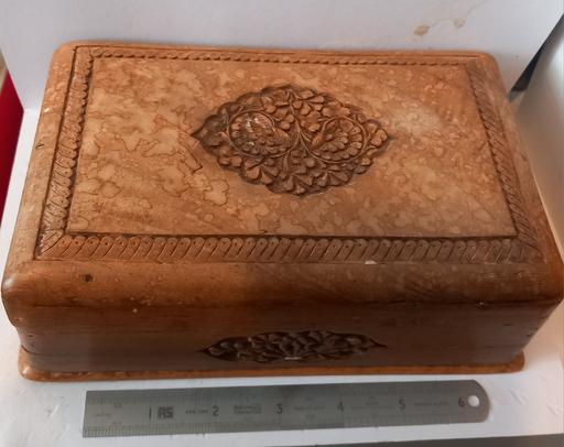  — Boho Vintage Wood Secret Opening Trinket box