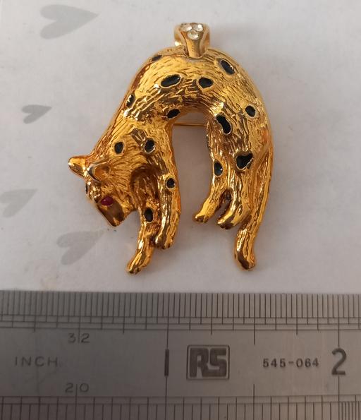  — Vintage Gold Leopard Brooch Necklace Pendant