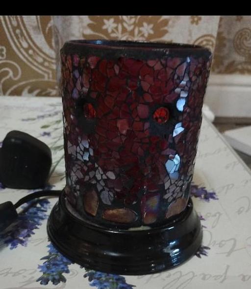  — red crackle-glass mosaic pillar oil and wax m