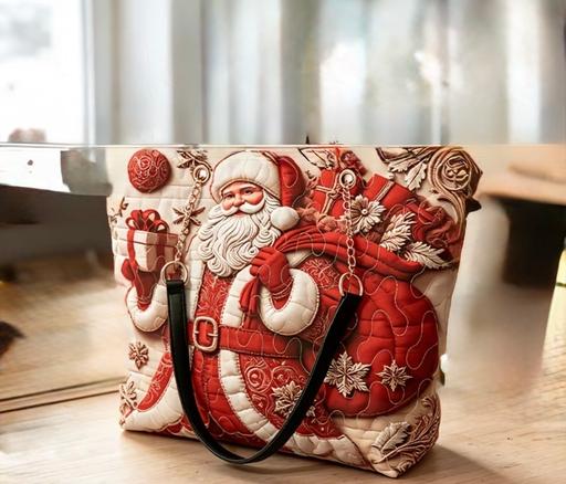 — Vintage Retro 3D Quilted Christmas Handbag