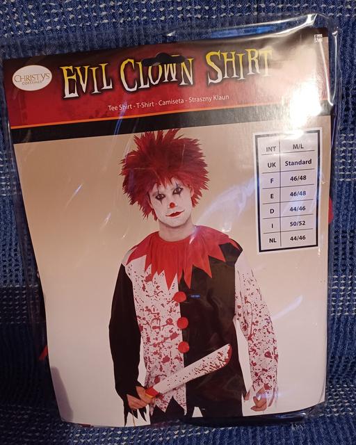 — adult evil clown shirt size M/L. new