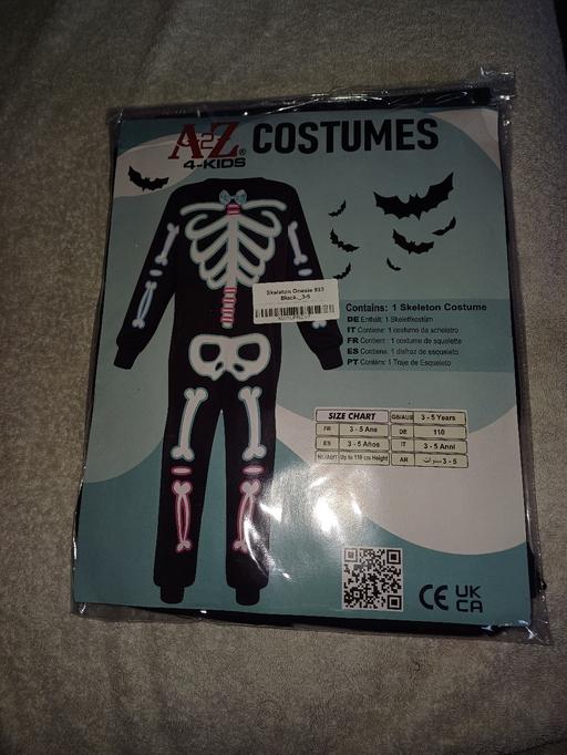  — boys skeleton costume age 6-8 new