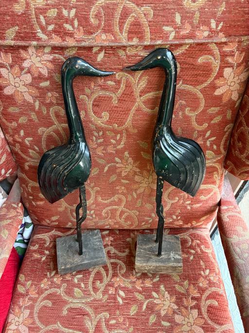  — Pair of metal garden statues lawn