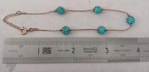  — Dainty 925 & Aqua Blue Pavé Bead Bracelet