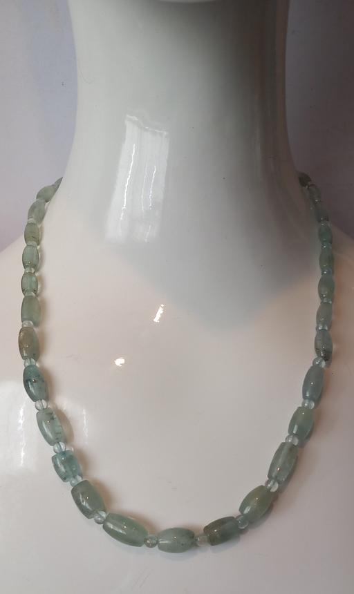  — 925 Natural Aquamarine Barrel Bead Necklace