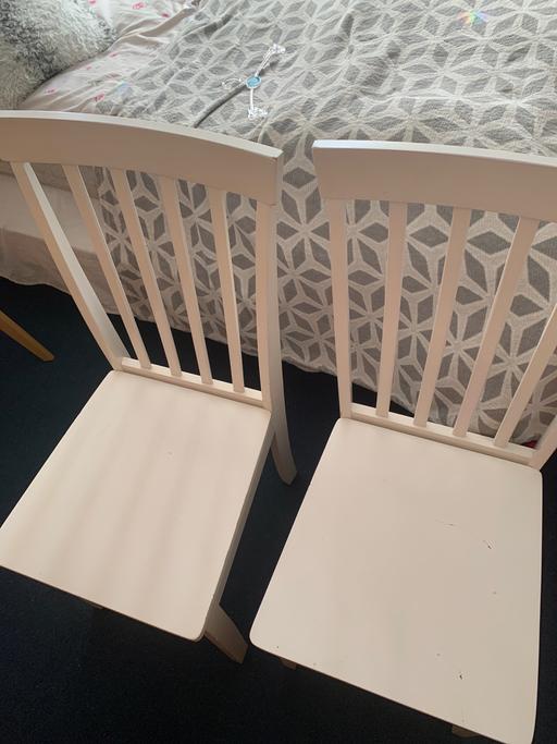  — 2 White  Chairs Wooden Dining Kitchen  Room