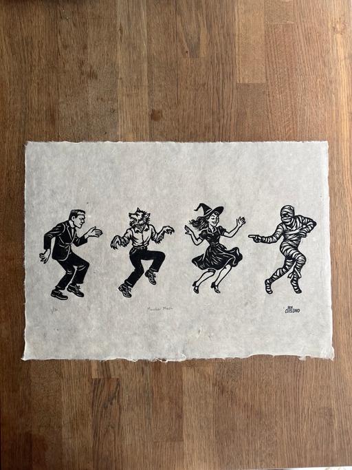  — Monster Mash - A3 Hand made Lino print
