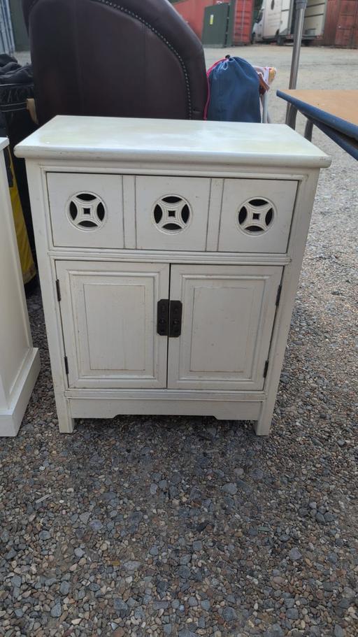  — oriental distressed off-white lacquer cabinet