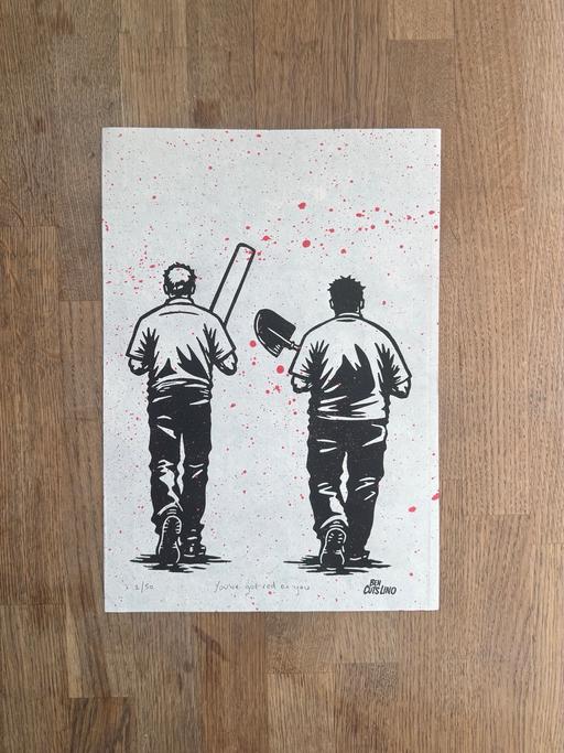  — Shaun Of The Dead - Handmade Lino Print