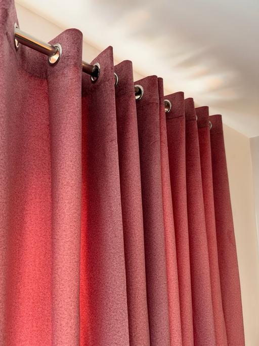  — Pink unused black out suede curtains
