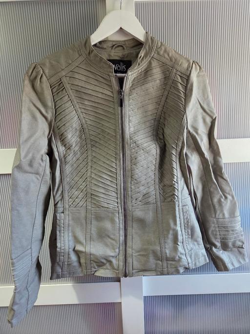  — Size 12 WALLIS grey faux leather jacket