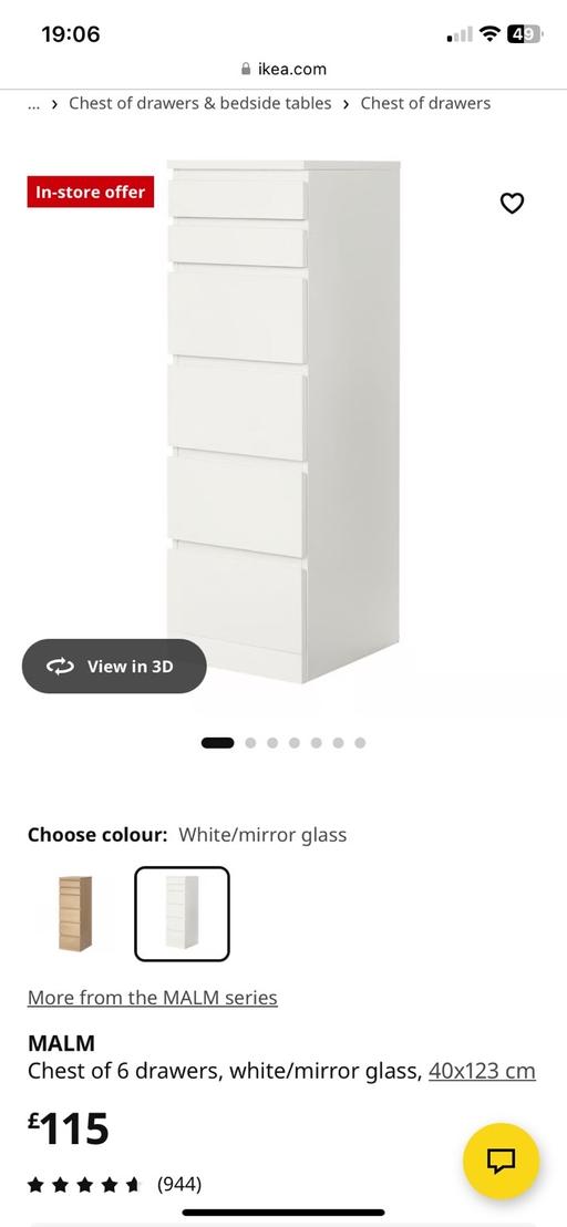  — Black 6 drawer unit