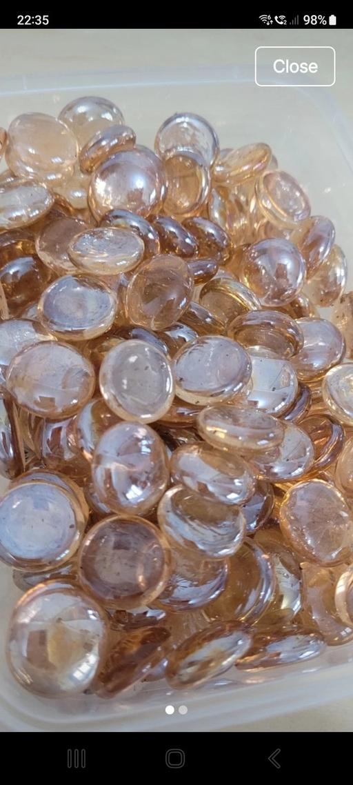  — pink/peach glass iridescent toppings