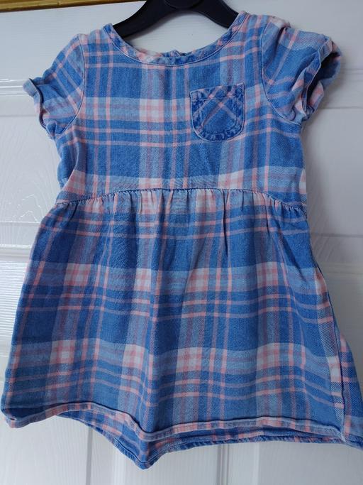  — Girls blue checked dress size 12-18 months