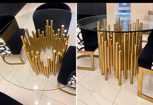  — Stunning gold & glass dining table -120cm
