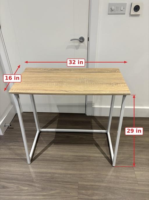  — Folding Desk – Oak Effect with White Frame