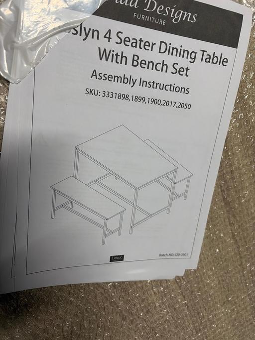  — Roslyn 4 seater dining table with benches