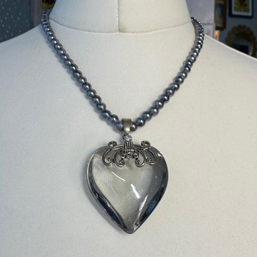  — Large Glass Heart Pendant Necklace
