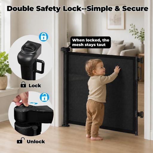  — Dual Lock Black White Retractable Stair Gate