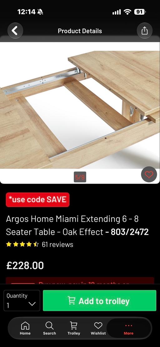  — Extendable dining table