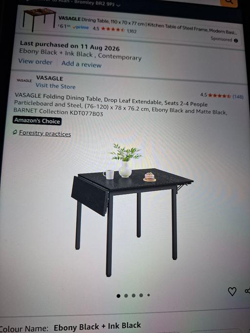  — Black Extendable Table