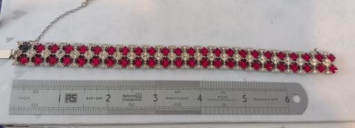  — Vintage Art Deco Ruby & Rhinestone Bracelet