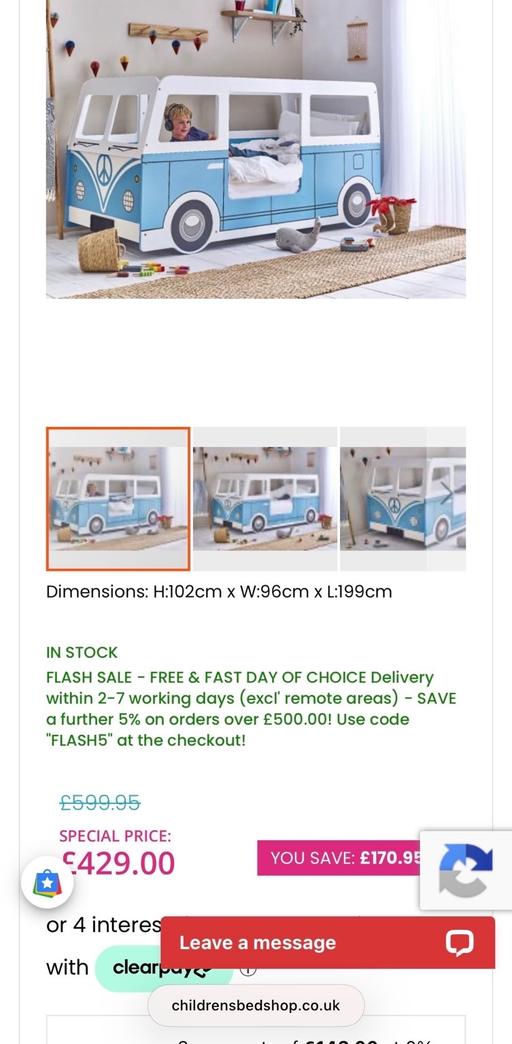  — Kids single camper bed