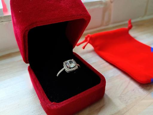  — Silver Brilliant Cut Square Stone Ring