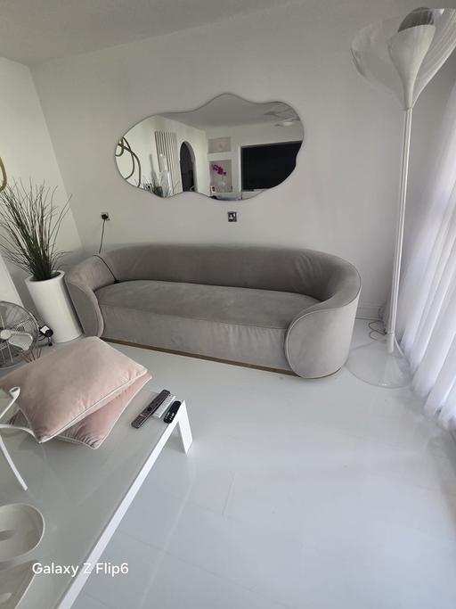  — Grey velvet sofa - 260 wide - collection only