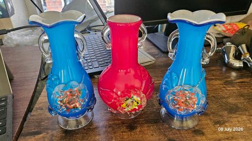  — Murano Style Vases 3 pcs