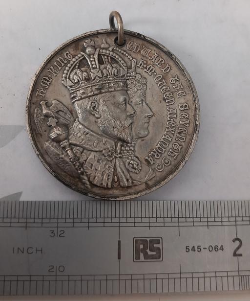  — Antique 1902 King Edward VII & Queen medal
