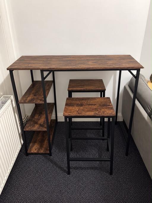  — Industrial Wooden Bar Table + 2 Stools