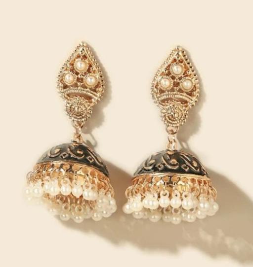  — Black jhoomka earrings
