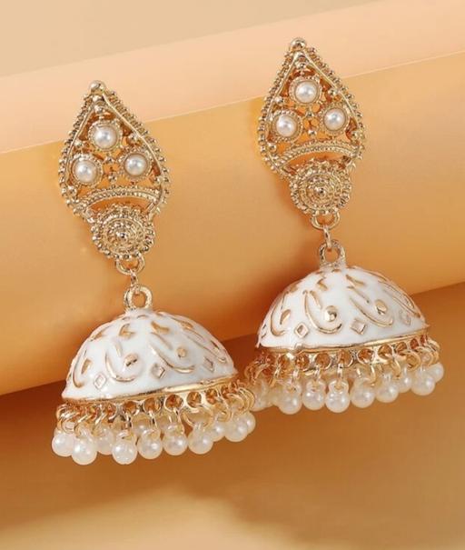  — white jhoomka earrings