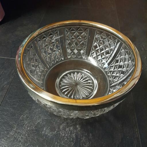  — SILVER PLATED RIM GLASS BOWL