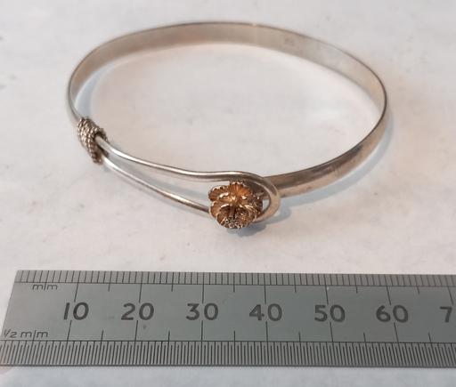  — 925 Sterling Silver Rose Flower Lasso Bangle