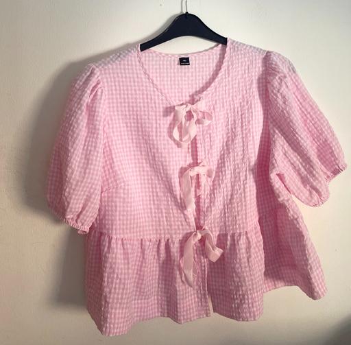  — Shein UK 1XL Pink & White Gingham blouse