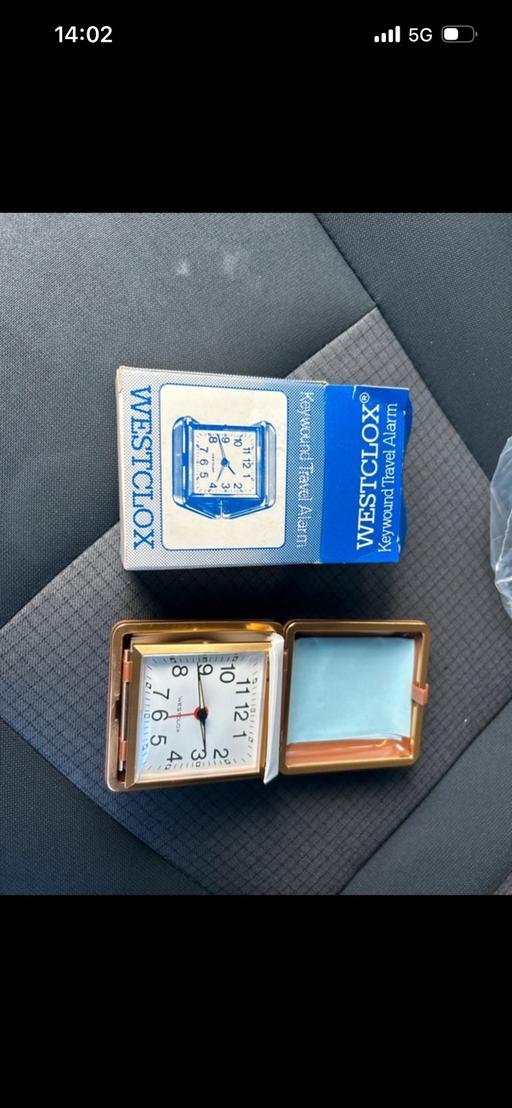  — Westclok keywound travel alarm clock, vintage