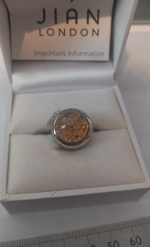  — Sterling jian 1ct diamond snow globe ring