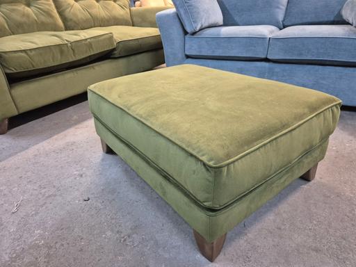  — The Lounge Co Olive Green Velvet Footstool