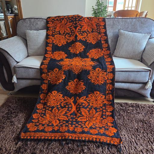  — Reversible Fuzzy Damask Large Shawl/Throw