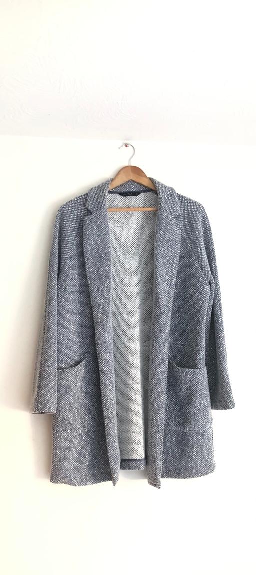  — F&F UK M Grey Long Open Jacket Pockets